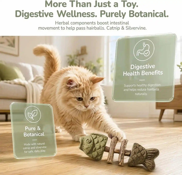 Sterling Whiskers Cat Chew Stick, Catnip & Silvervine Fishbone Toy, 2 PCS | Natural Catnip & Silvervine, Fishbone Texture, Chewing Enrichment, Oral Care Support, Indoor Cat Toy5