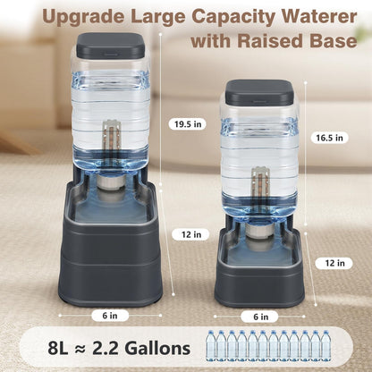 2.2 Gallon Pet Automatic Dog Water Dispenser Cat Gravity Waterer Feeder with Stainless Steel Bowl 8L Large Capacity Puppy Feeding Raised Bowls with Filter,Ice Pack2