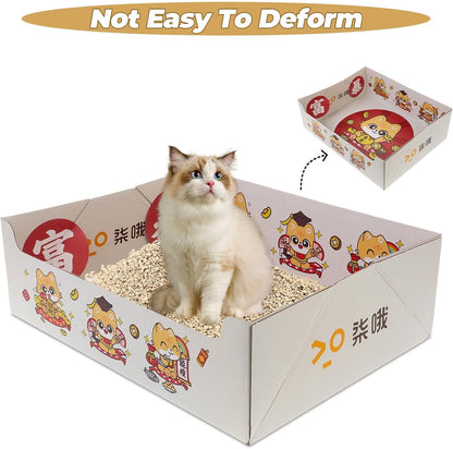 Portable Collapsible Cat Litter Box, Foldable Disposable Fiber Litter Tray 38X29X12Cm, Travel-Friendly Indoor Outdoor Kitten Potty for Pet Cleaning and Housebreaking7