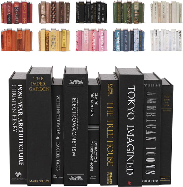 Oversized Set of 9 Faux Books with Hidden Storage (Black), Fashion Books, Coffee Table Accessory, Bookshelf Decor, Home Staging1