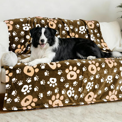 Rezutan Blanket for Large Dogs, Cat Flannel Washable Soft Pet Mat Throw Cover for Kennels-Beds, Sofas, Furniture Protection, Cute Paw Pattern, Black, 50X40 Inch18