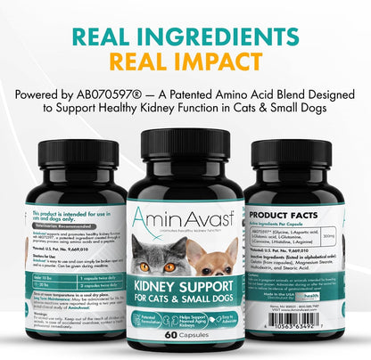Aminavast 300Mg Kidney Support for Cats & Small Dogs, 60 Sprinkle Capsules | Feed Directly or Open Capsules & Mix with Food, Amino Acid and Peptide Blend for Cats and Small Dogs up to 20Lb5