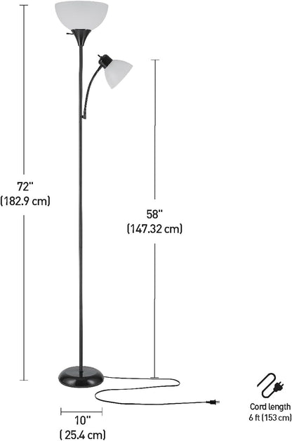 67135 72" Floor Lamp with Adjustable Reading Light, Bright, Easy-To-Assemble Torchiere for Bedroom, Living Room & Office - Space-Saving Slim Design7