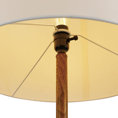 Novogratz X Globe Harrington 65" Floor Lamp, 2-Tone Faux Wood Base, White Fabric Shade, Socket Rotary Switch 672256