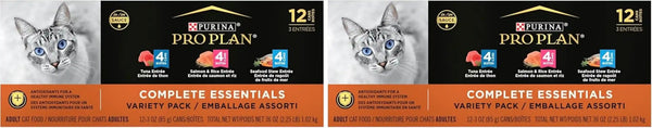 Purina Pro Plan High Protein Wet Cat Food Variety Pack, Complete Essentials Seafood Favorites - (2 Packs of 12) 3 Oz. Cans12
