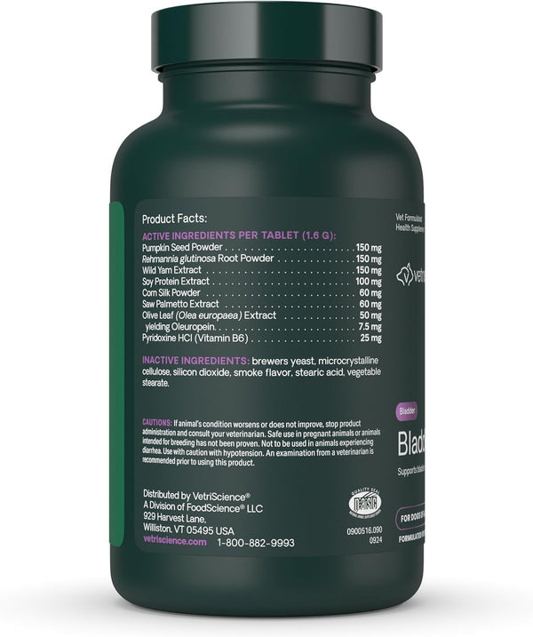 Vetriscience Bladder Health Chewable Tablets, Bladder Strength Urinary Tract Supplement for Dogs, Reduce Urine Leakage and Overactive Bladder, with Soy Protein and Saw Palmetto, Smoke, 90 Count2