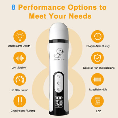 2026 Upgraded Silent Groom Pro Nail Grinder - 3-Speed Cordless Grooming Pro Nail Grinder, Pet Nail Trimmer with 2 LED Light,Usb-C Rechargeable & 2 Grinding Wheels for Small Medium Large Dogs and Cats3