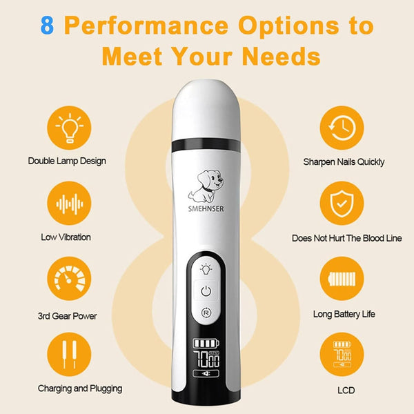 2026 Upgraded Silent Groom Pro Nail Grinder - 3-Speed Cordless Grooming Pro Nail Grinder, Pet Nail Trimmer with 2 LED Light,Usb-C Rechargeable & 2 Grinding Wheels for Small Medium Large Dogs and Cats3