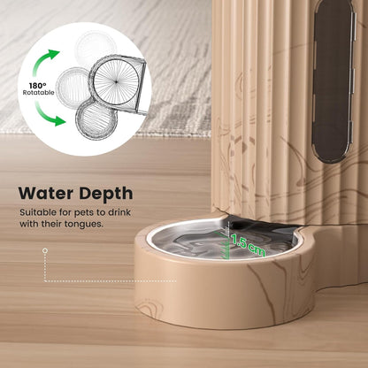 Gardner Pet Gravity Automatic 2-In-1 Pet Feeder, 0.8 Gallons*2 Cat Feeder and Water Dispenser Set, 100% Bpa-Free and Stainless Steel Water Bowl for Dogs, Cats, Rabbits, Puppies (Light Woodgrain)5