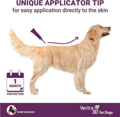 Vectra 3D Flea and Tick Prevention for Large Dogs 56–95 Lbs, 3‑Month | Kills and Repels Fleas, Ticks & Mosquitoes | Fast‑Acting, Waterproof, No Prescription Needed5