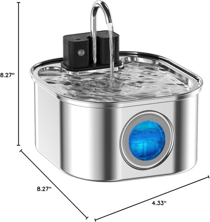 Cat Water Fountain Wireless,Stainless Steel-Rechargeable- Battery Operated Cat Water Fountain,108Oz/ 3.2L Automatic Cordless Pet Fountain,Pet Fountain with 4200 Mah Battery10