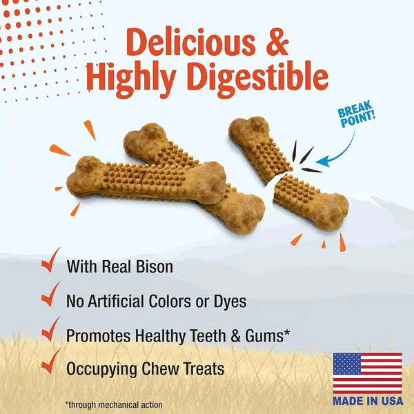 Nylabone Nubz Wild Natural Dog Treats, Bison Flavor, Small, 12 Count | Long Lasting Dog Chews, Made in USA, Limited Ingredients, Highly Digestible, Dog Dental Treats for Small Dogs up to 30 Lbs2