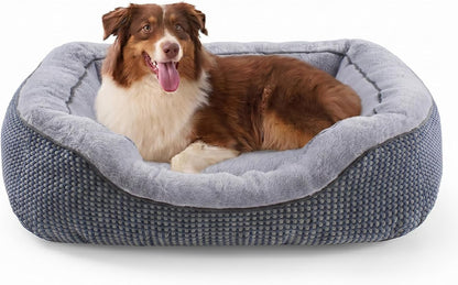 INVENHO Medium Dog Beds for Medium Dogs Washable, Rectangle Dog Bed Medium Size Dog, Orthopedic Dog Bed, Warming Soft Calming Sleeping Puppy Bed Durable Pet Bed with Anti-Slip Bottom M(30"X24"X9")25
