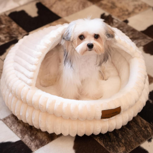 CHEERPALS Cat Cave Bed for Indoor Cats, Washable Covered Cat Bed Hooded Kitty Bed Soft Fluffy Pet Bed for Puppy and Small Dog(White)7