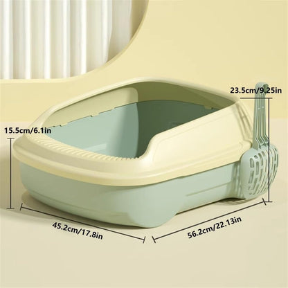 Pet Supplies, Open Top Cat Litter Box with Scoop, High Side Sifting Tray for All Cats(Green)2
