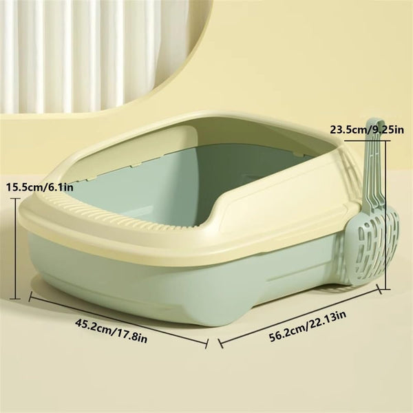 Pet Supplies, Open Top Cat Litter Box with Scoop, High Side Sifting Tray for All Cats(Green)2
