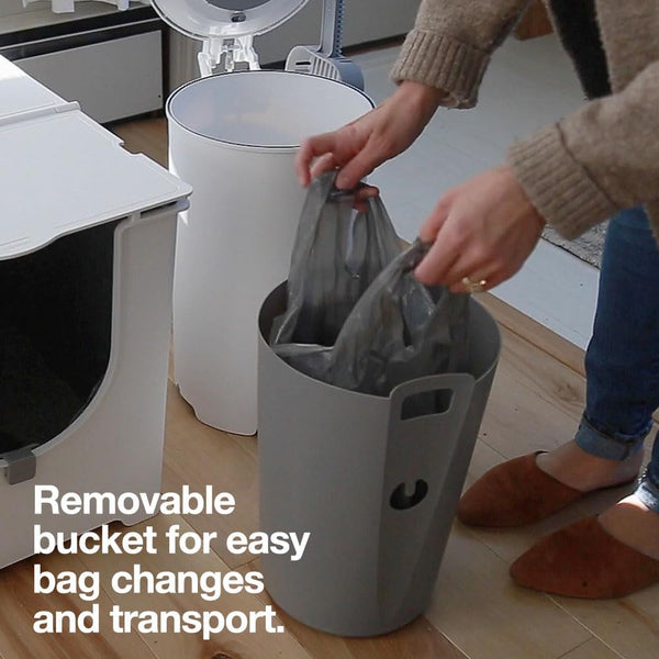 Modkat Litter Keeper, Cat Litter Disposal, Scoop, Filters & Bags, Gray | Odor-Sealing Litter Disposal Includes a Scoop, Charcoal Filters and Recycled Waste Bags5