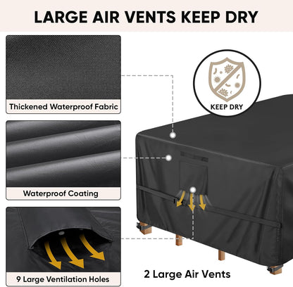 Patio Furniture Covers, Outdoor Furniture Covers Waterproof, Heavy Duty Oxford Patio Table Cover for Outdoor Table, Chair, Sofa, Desk (Black, 108"L X 82"W X 28"H)5