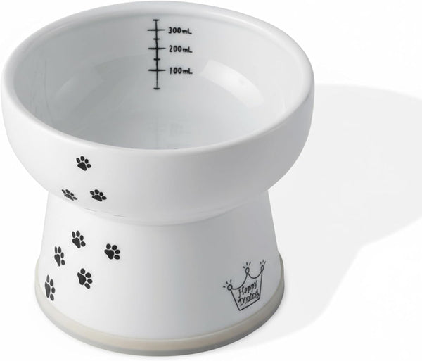 NECOICHI Raised Cat Water Bowl, Elevated, with Measurement Lines, Dishwasher and Microwave Safe (Cat, Extra Tall) White1