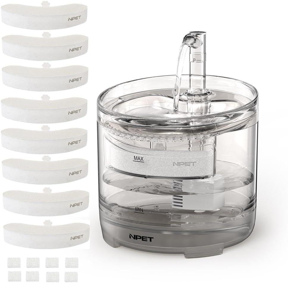 npet-cat-water-fountain-wf050tp-1-5l-automatic-pet-drinking-fountain-with-replacement-faucet-kit-no-adapter
