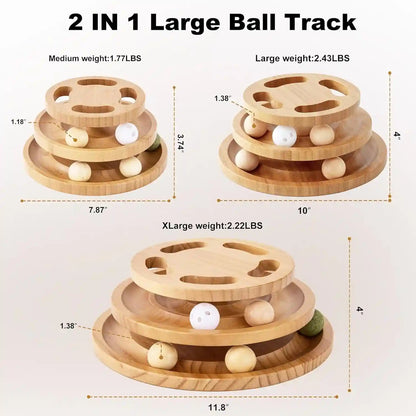 ZOMISIA Cat Ball Track Toy with Puzzle Top, Wooden Cat Toys for Indoor Cats | Interactive Spinning Balls, Large Cat Ball Tower for Kitten Exercise Mental Stimulation Self Play Home Enrichment2