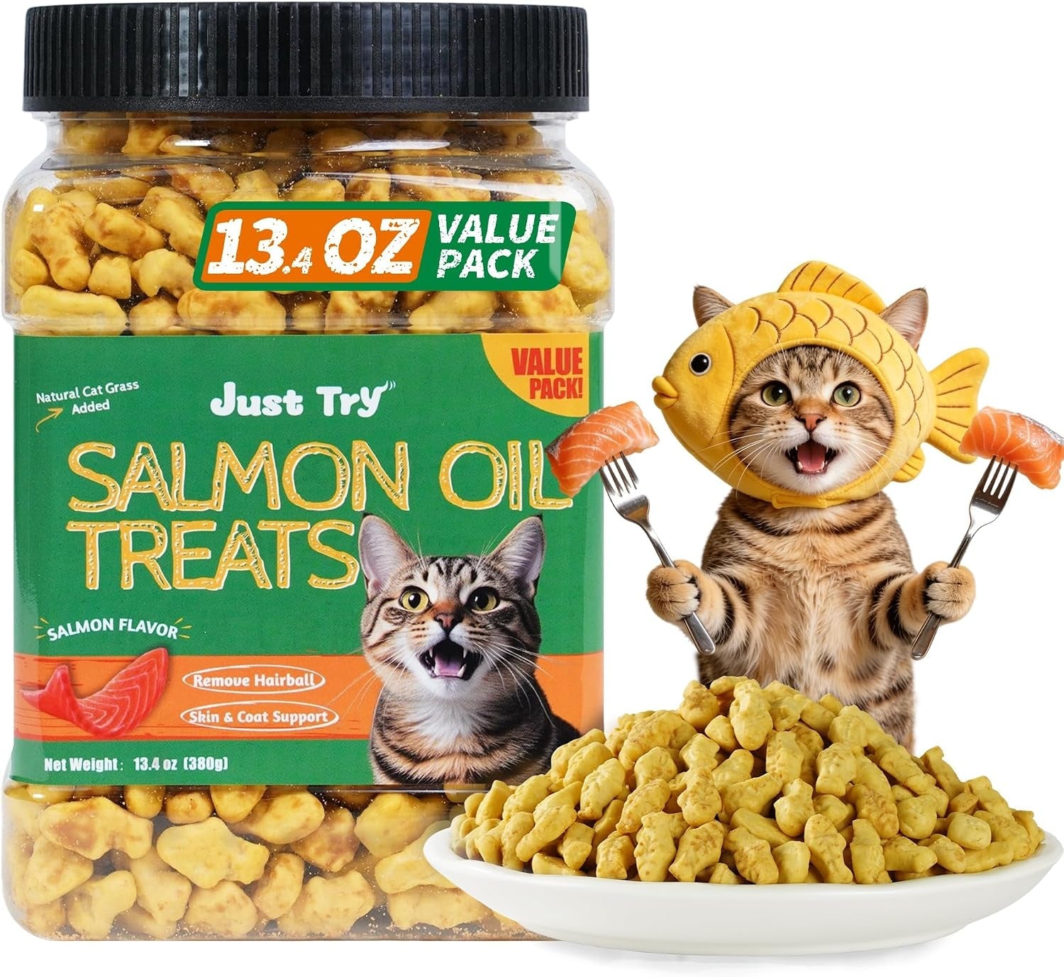 just-try-cat-treats-for-indoor-cats-hairball-control-natural-salmon-healthy-cat-grass-treats-kitten-snacks-training-biscuits-catnip-for-cats-dental-care-13-4-oz