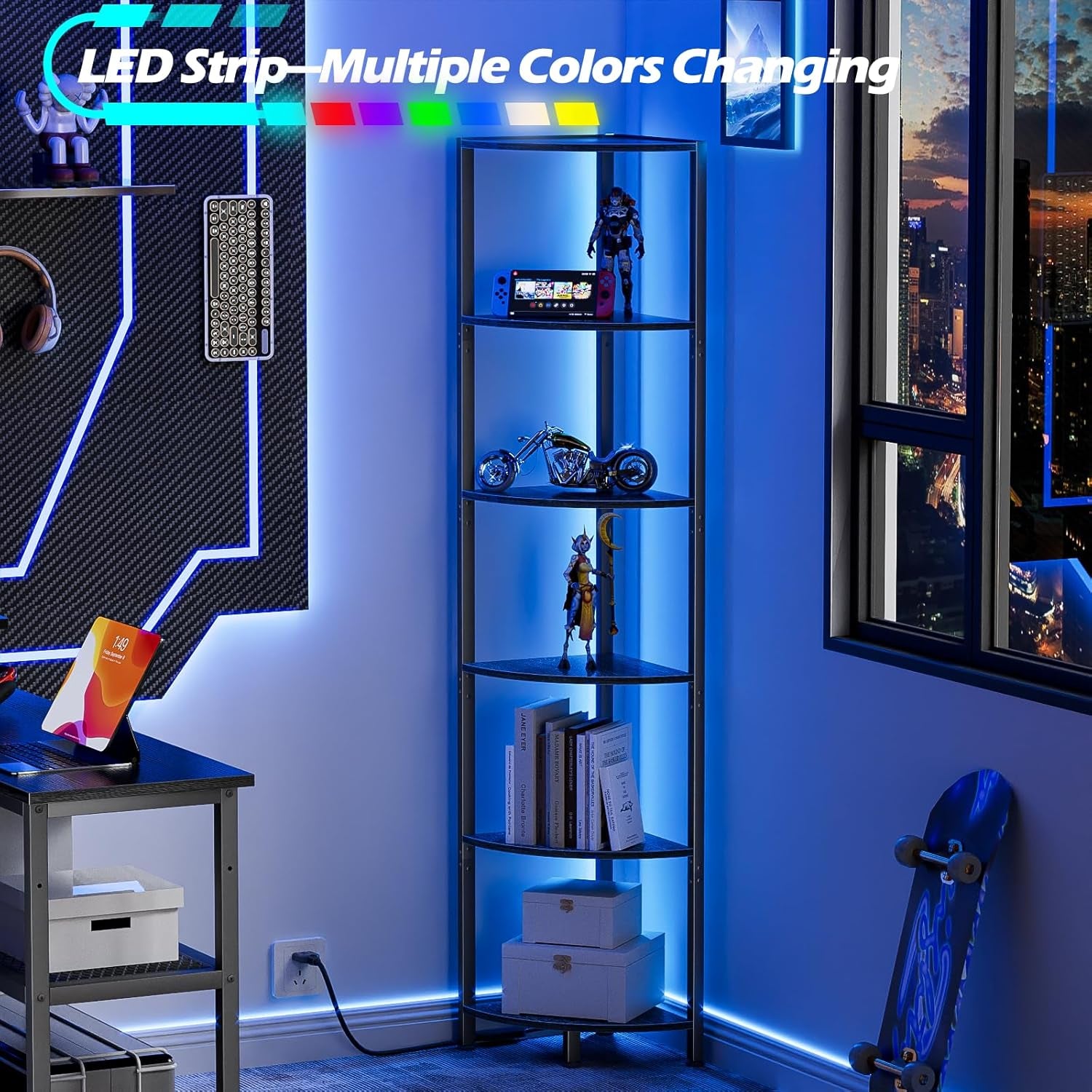 6-tier-corner-shelf-with-led-light-67-5-black-narrow-bookshelf-tall-standing-shelf-organizer-storage-rack-for-wall-corner-living-room-bedroom-metal-frame-wood-display-shelf