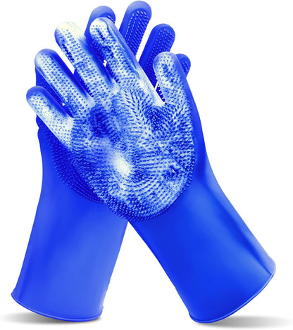 Pet Grooming Gloves—Dog Washing Gloves with High-Density Teeth | Dog Bath Scrubber with Enhanced Five Finger Design, Silicone Gloves for Dogs and Cats Bathing, Massage (Blue)9