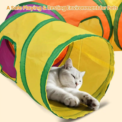 E-3-Way Cat Tunnels for Indoor Cats | Cat Tunnels for Kittens | Tear-Resistant Pet Toy with Peekholes, 3 Play Ball for Cats, Kittens, Rabbit5