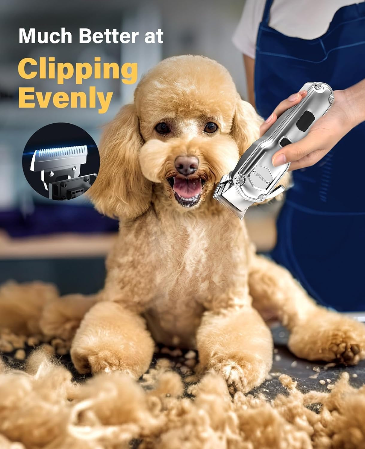 oneisall-dog-grooming-kit-for-thick-matted-hair-with-stainless-steel-blade-powerful-motor-dog-clippers-paw-trimmers-ipx7-waterproof-low-noise-cordless-long-battery-life