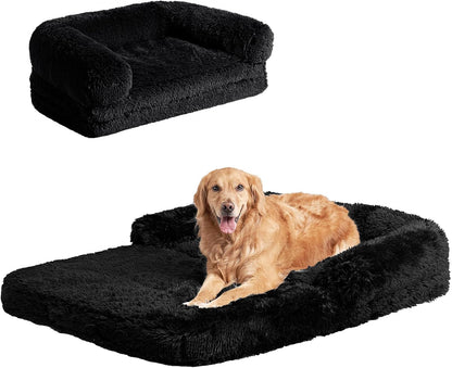 EHEYCIGA Foldable XXL Dog Bed Memory Foam-46X34X6.5", Fluffy Cover, Grey12