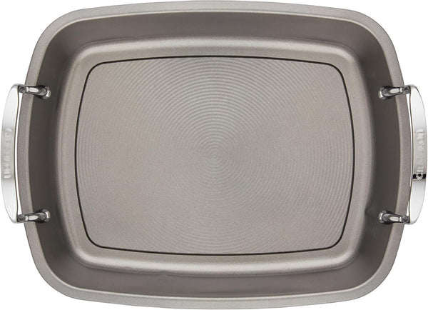 Total Bakeware Nonstick Roaster, Roasting Pan with Rack, 17-Inch X 13-Inch, Gray13