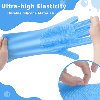Pet Grooming Gloves—Dog Washing Gloves with High-Density Teeth | Dog Bath Scrubber with Enhanced Five Finger Design, Silicone Gloves for Dogs and Cats Bathing, Massage (Blue)5