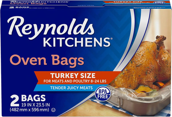 Kitchens Turkey Oven Roasting Bags, Holds up to 24 Lbs, 2Ct | Large Disposable Turkey Cooking Bags, Holds between 8-24 Lbs, Juicy Results, Easy Cleanup, Thanksgiving Roasting, Bpa-Free1