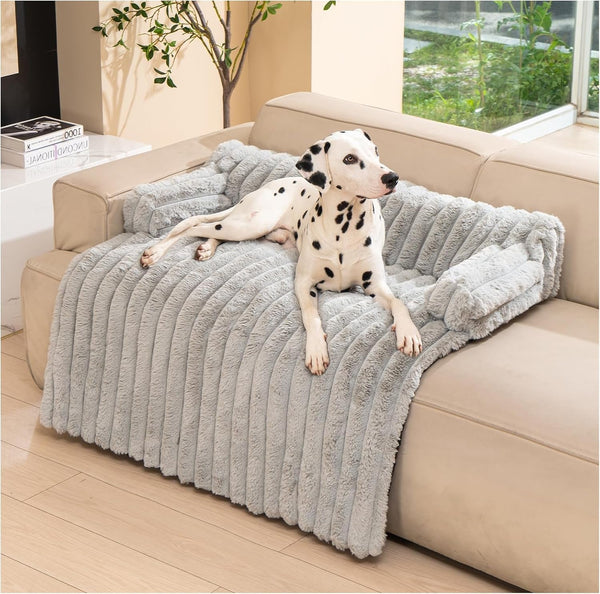 Avont Breathable Dog Couch Mat, Non-Slip Sofa Protector with Soft Plush | Available with Faux Rabbit Fleece and Washable Cover, in M and L, Dark Grey, Light Grey, Brown8