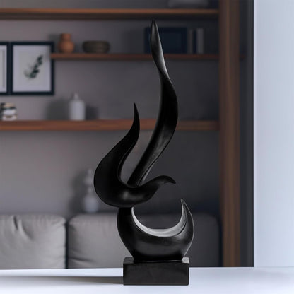 Black Fire Flame Sculpture, Art Modern Abstract Statue, Shelf Accents Decor | Modern Home Resin Sculptures Decorative Objects,Table Top Decor for Livingroom Home Decor,Office Shelf Sculpture5