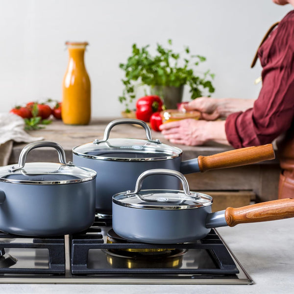 Mayflower Pro Hard Anodized Healthy Ceramic Nonstick, 6 Piece Cookware Set, Inclu. 16 Cm, 18 Cm and 20 Cm Saucepans with Glass Lids, Pfas-Free, Induction Suitable, Charcoal Gray11