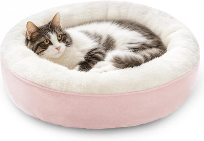 Love'S Cabin round Donut Cat and Dog Cushion Bed, 20In Bed for Cats or Small Dogs, Anti-Slip & Water-Resistant Bottom, Super Soft Durable Fabric Pet Beds, Washable Luxury Cat & Dog Bed Gray55