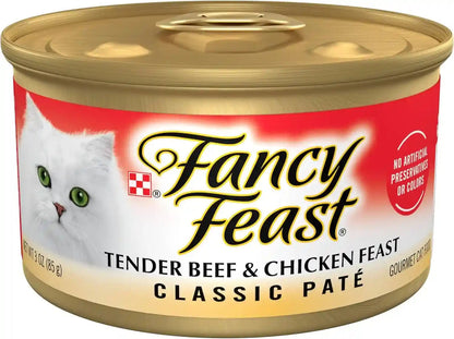 Purina Fancy Feast Tender Beef and Chicken Feast Classic Grain Free Wet Cat Food Pate - (Pack of 24) 3 Oz. Cans1