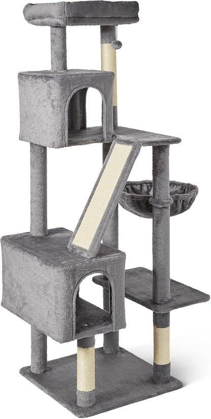 Amazon Basics Indoor Cat & Kittens Multi-Level Climbing Activity Tower with Scratching Posts, 2 Condos, FSC Certified, M - 30"(76.2Cm) H, Grey6