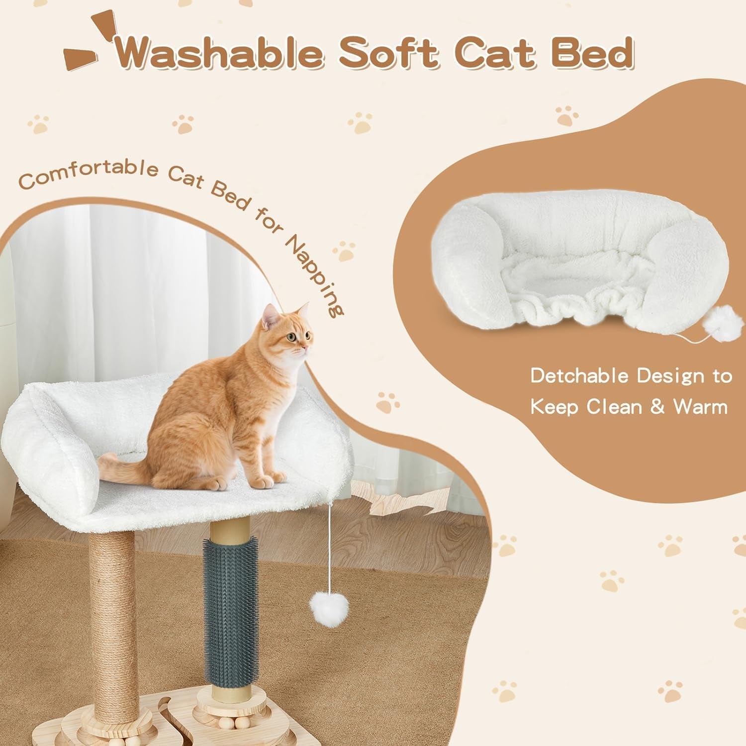 cat-scratching-post-with-bed-4-in-1-small-cat-tree-tower-sisal-scratcher-elevated-washable-bed-track-ball-toy-built-in-self-groomer
