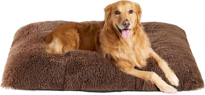 EHEYCIGA Fluffy Dog Crate Bed for Extra Large Dogs, Plush Faux Fur Pad, Calming anti Anxiety XL Bed for Crate, Washable Soft Warm Dog Mat with Non-Slip Bottom, Grey61
