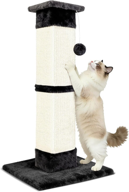Cat Scratching Post 33 Inch for Indoor Cats, Sisal Cat Scratcher, Vertical Posts with Dangling Ball, High Cat Scratch Post, Cat Tree for Full-Body Stretching, Protect Your Furniture, Beige White9