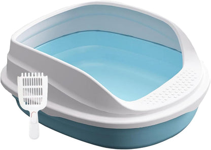 Pet Litter Pan with Scooper, Open Top Litter Box with High Sides, Non-Slip Bottom, Easy to Clean Cat Litter Tray for Indoor Cats- 45Cm9