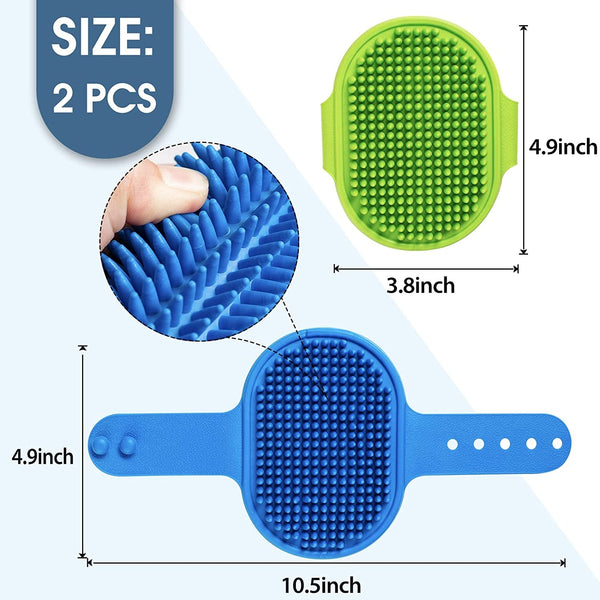 Dog Grooming Brush, Lilpep Pet Shampoo Bath Brush Soothing Massage Rubber Comb with Adjustable Ring Handle for Long Short Haired Dogs and Cats (Blue+Green, Pack of 2)2