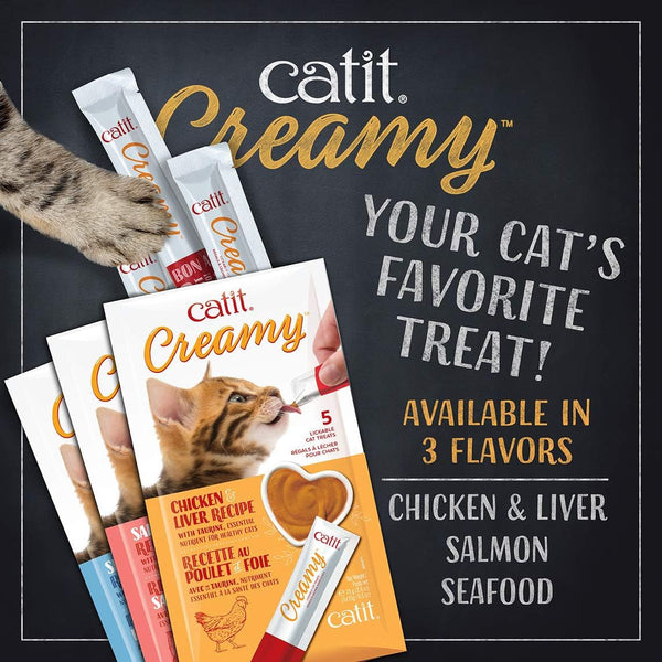 Catit Creamy Lickable Cat Treat, Healthy Cat Treat, Chicken & Liver, 5 Count (Pack of 30)5