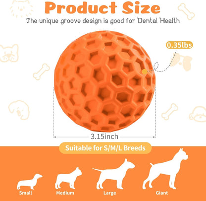 HIPPIH Indestructible Squeaky Dog Toys, Interactive Dog Balls 2 Pack, Chew Toys for Aggressive Chewers, Natural Rubber Puppy Toy for Large/Medium Dogs, Tough Puppy Teething Toy, Relieve Anxiety2