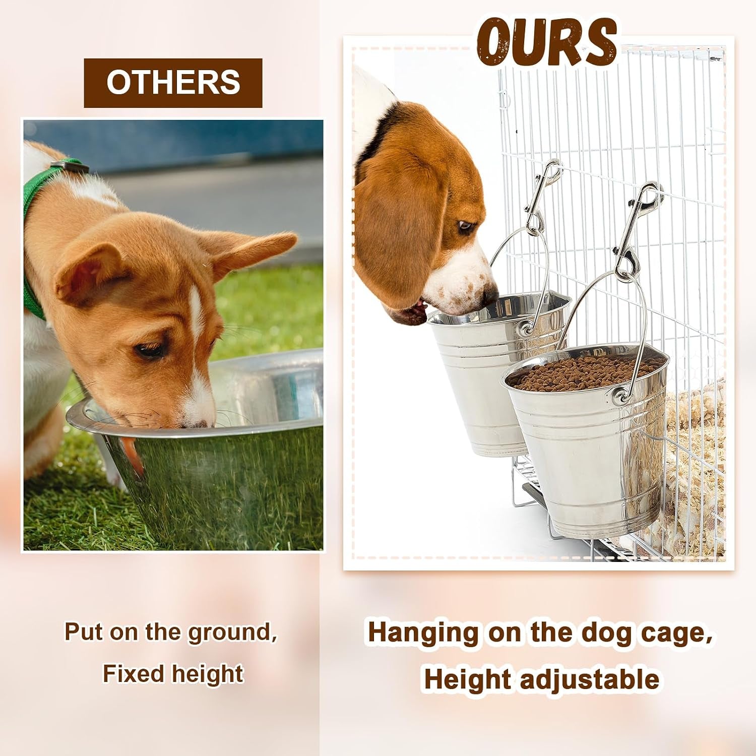 mumufy-4-set-2-quart-stainless-steel-flat-side-bucket-durable-water-pails-with-double-ended-snaps-small-metal-bucket-flat-back-water-pails-for-dogs-cats-kennels-cages-fences-pet-container