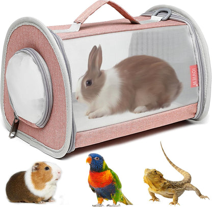 Guinea Pig Carrier Travel Small Animal Carrier Bag Lizard Bird Rabbit Carrier Cage Squirrel Breathable Bag Portable Travel Hamster Small Pet Hangbag (Small, Gray)9