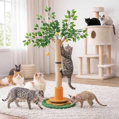 Nuanchu 41 Inch Tall Cat Scratching Post Tree for Indoor Cats Adults, Scratcher Tree Tower with Sisal Rope, Large Cats Scratching Posts with Hanging Ball for Kittens and Medium Large Pet3